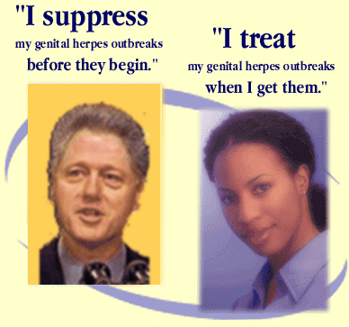 I suppress my genital herpes outbreaks before they begin... I treat my genital herpes outbreaks when I get them.